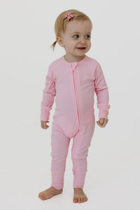 Mercer Pink Ribbed Zipper Romper