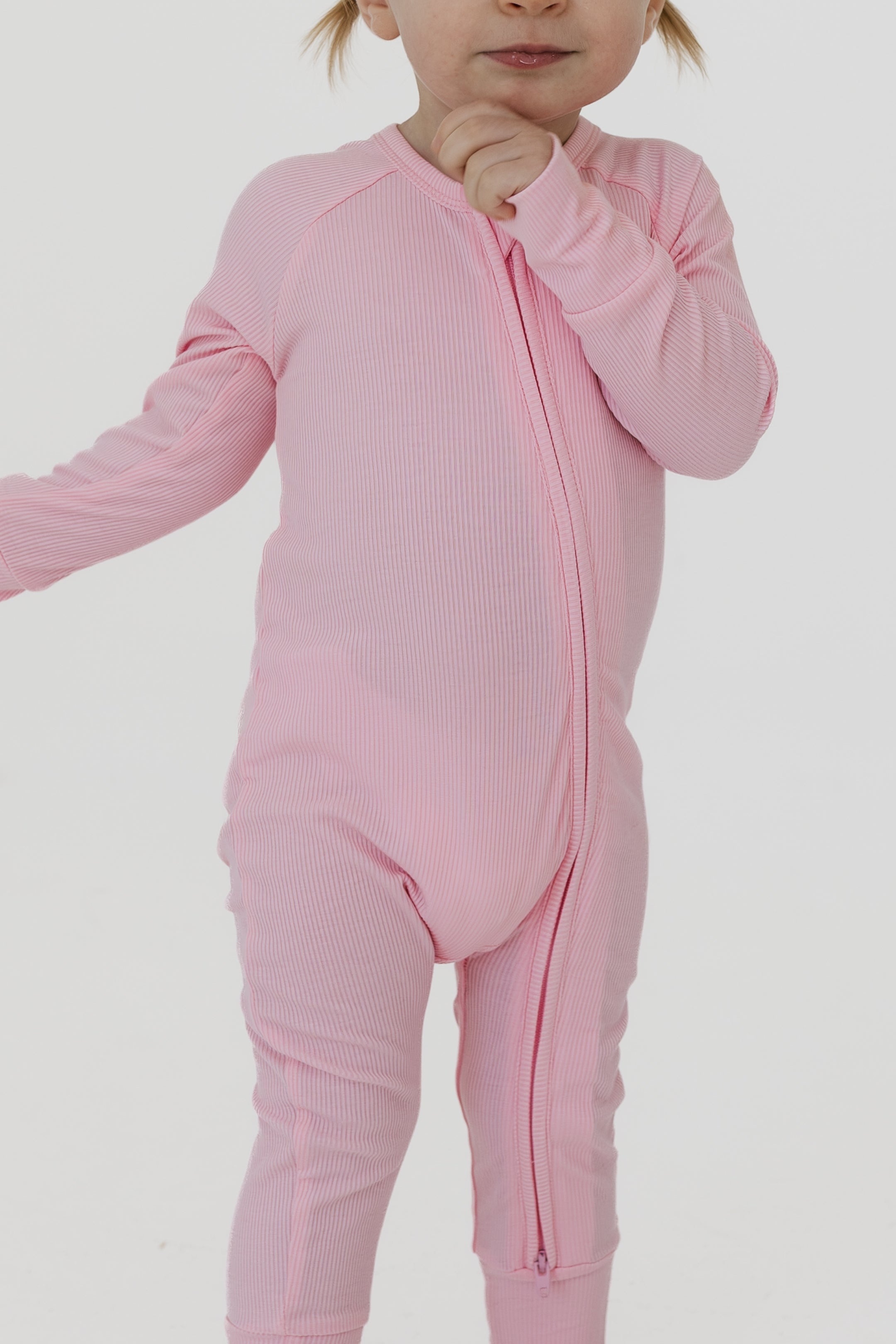 Mercer Pink Ribbed Zipper Romper
