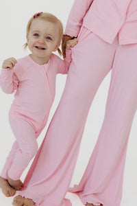 Mercer Pink Ribbed Zipper Romper
