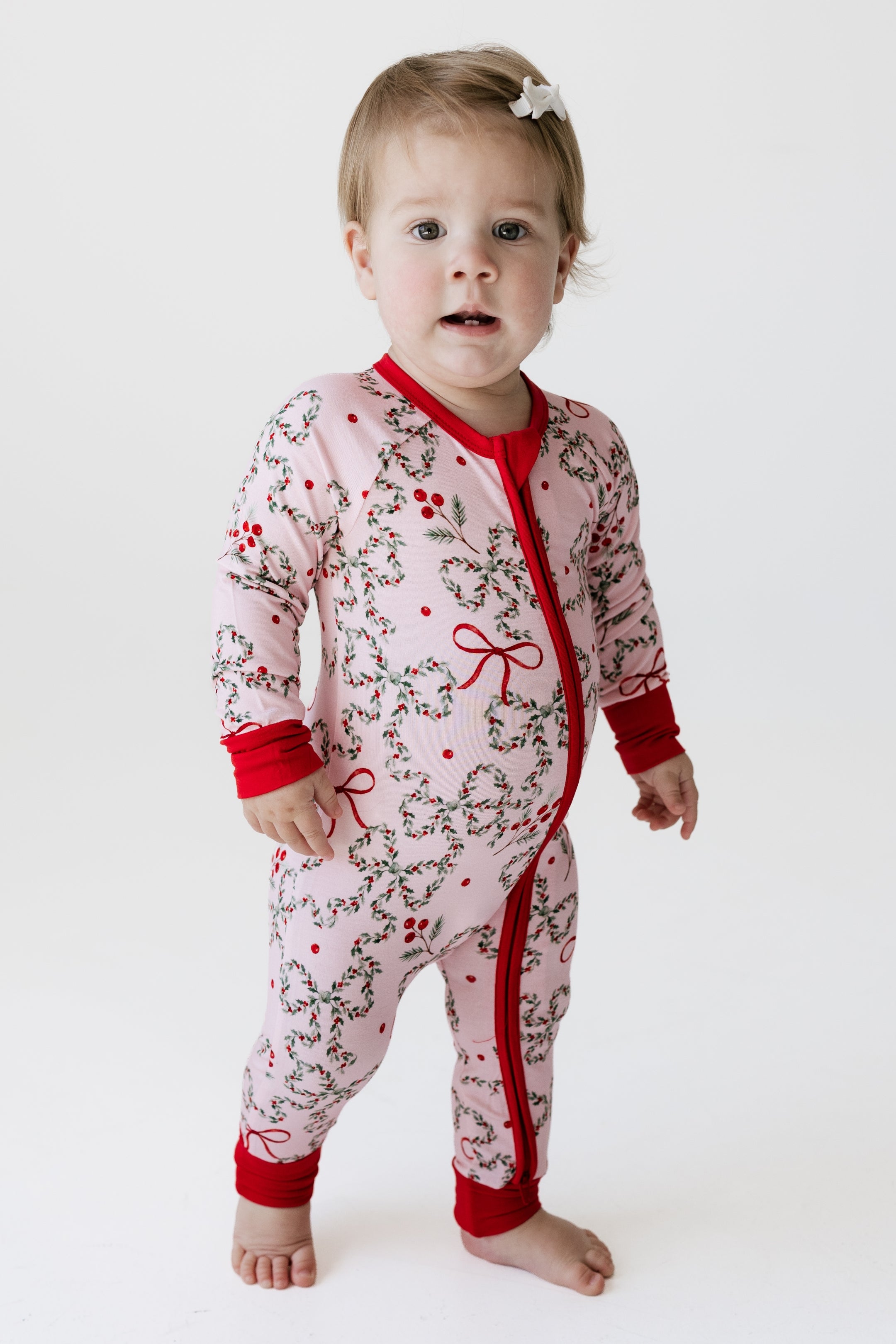 Mistletoe Bows Zipper Romper
