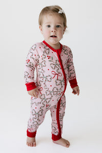 Mistletoe Bows Zipper Romper