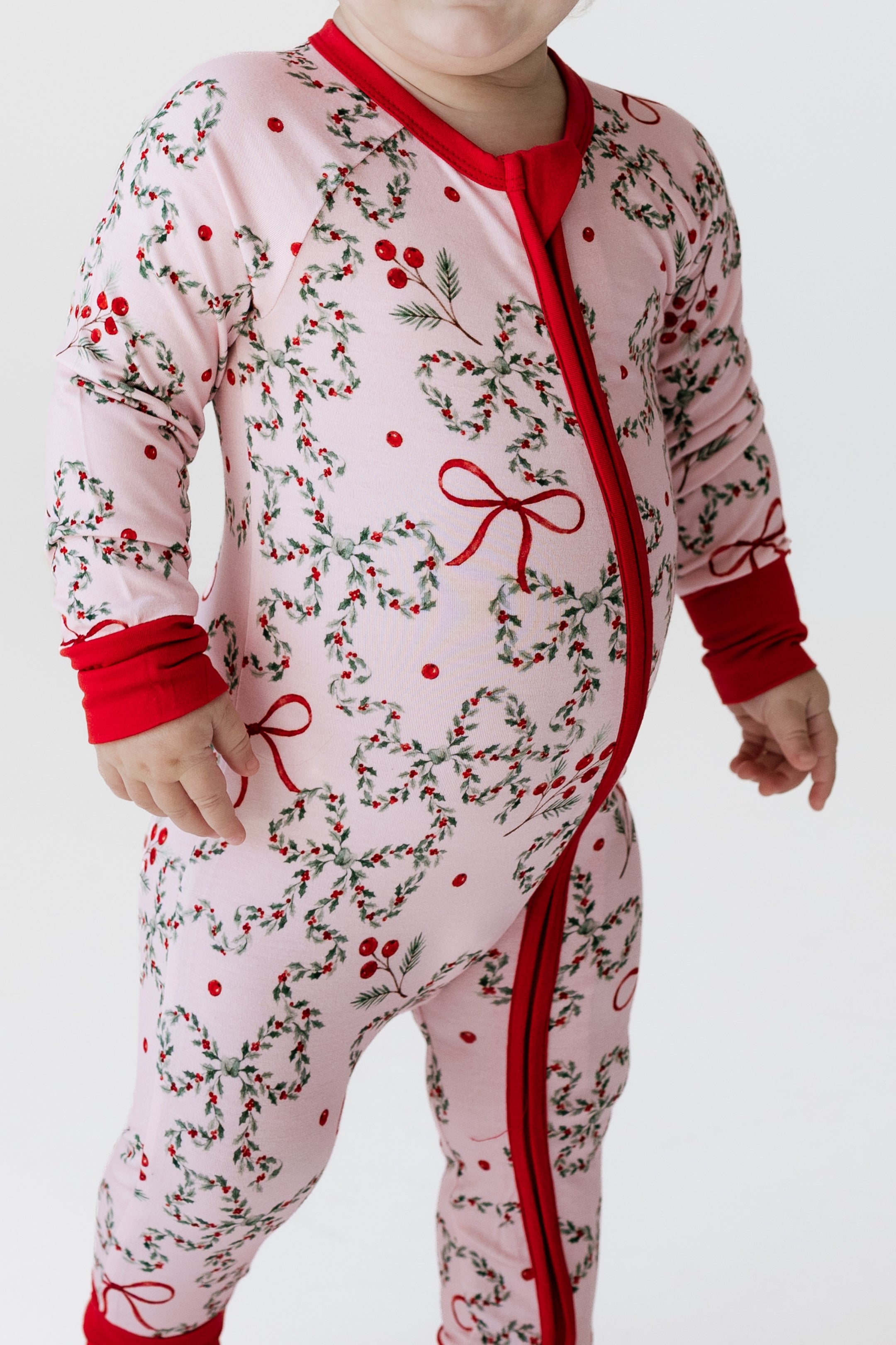 Mistletoe Bows Zipper Romper