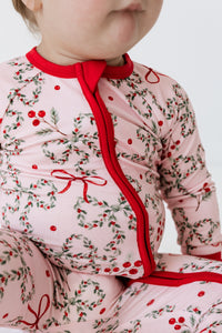 Mistletoe Bows Zipper Romper
