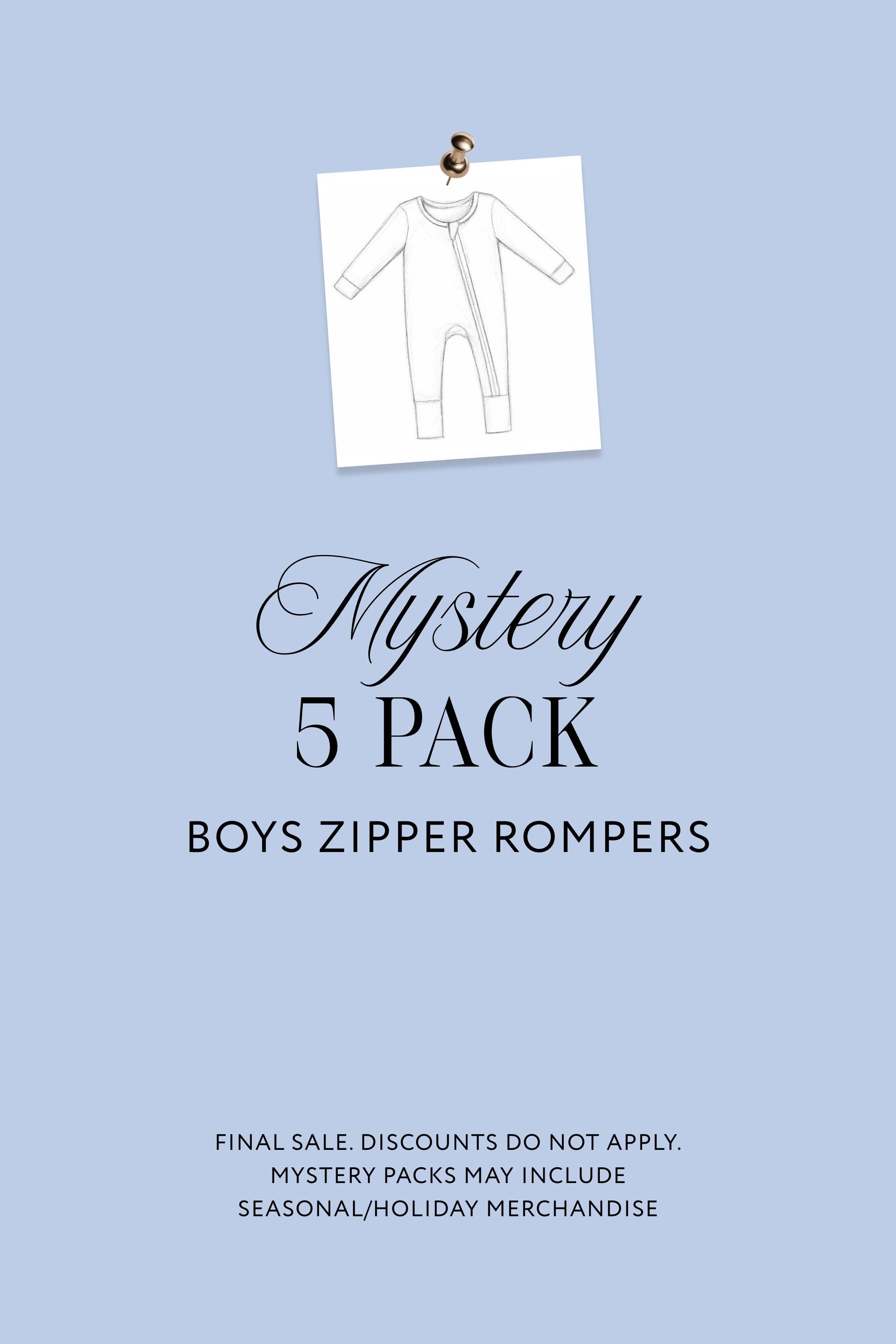 Mystery Bundle - Boy Zipper Rompers - 5 Pack