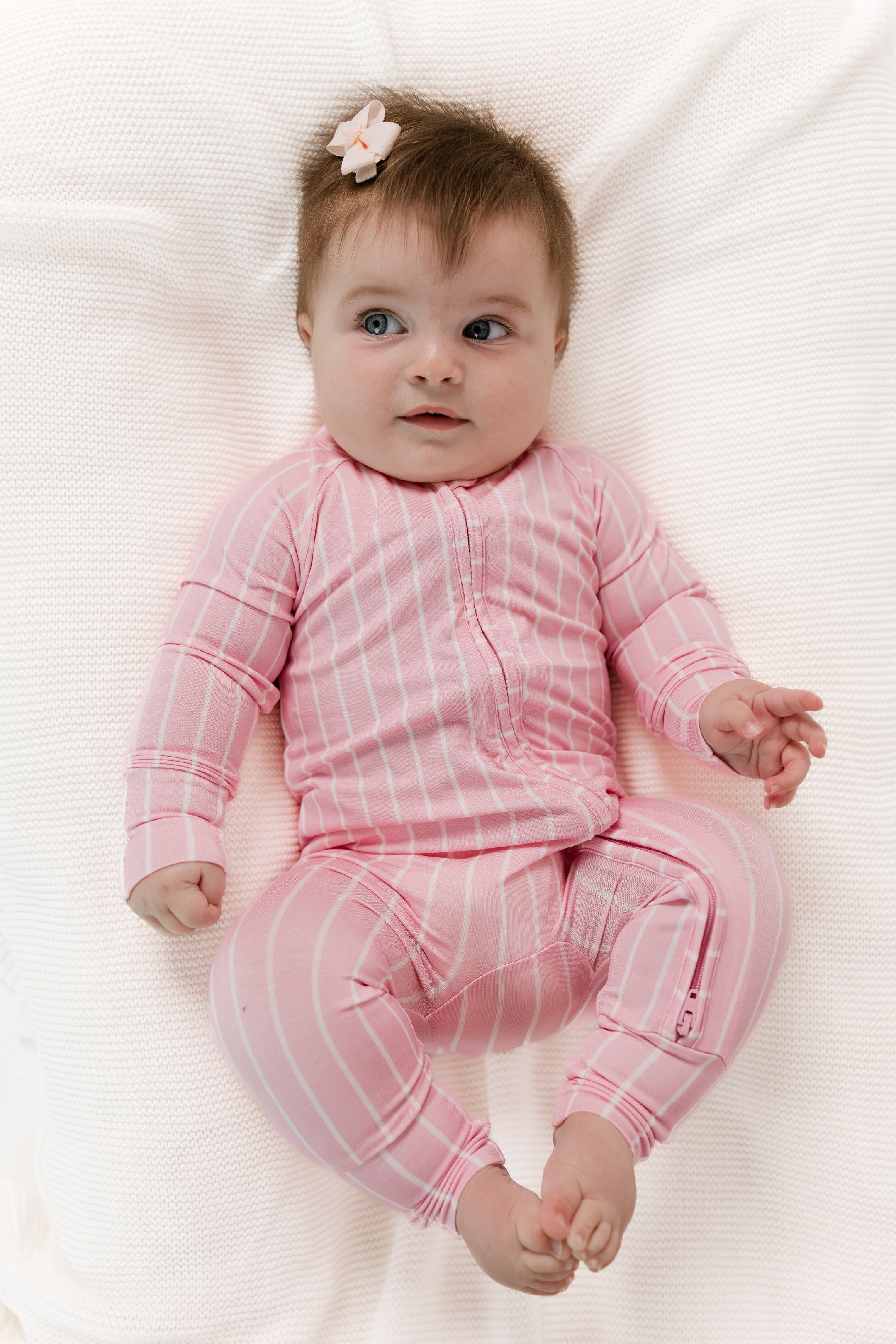 Orchard Pink Stripe Zipper Romper