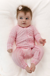Orchard Pink Stripe Zipper Romper