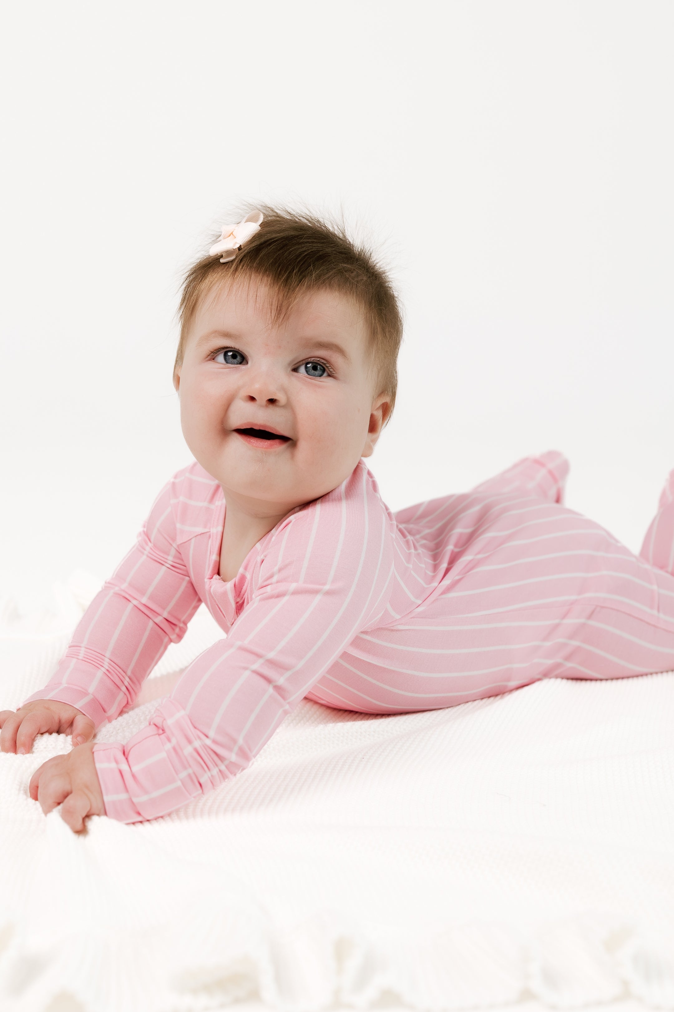 Orchard Pink Stripe Zipper Romper