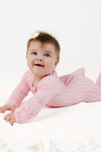 Orchard Pink Stripe Zipper Romper