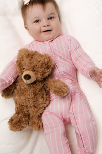 Orchard Pink Stripe Zipper Romper