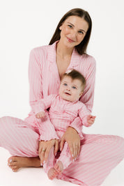 Orchard Pink Stripe Zipper Romper