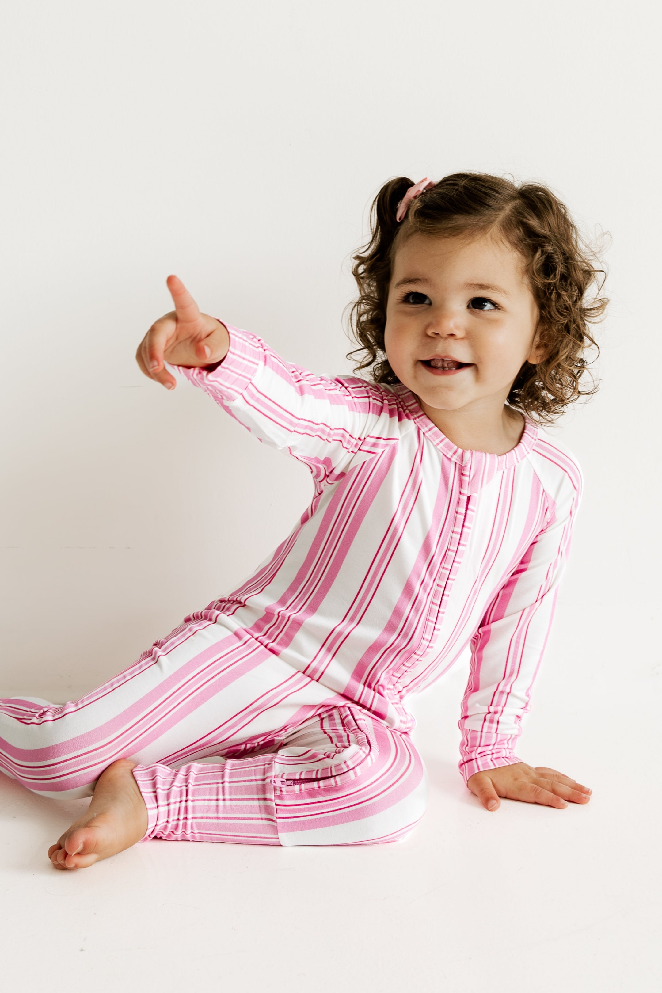 Peony Stripe Zipper Romper