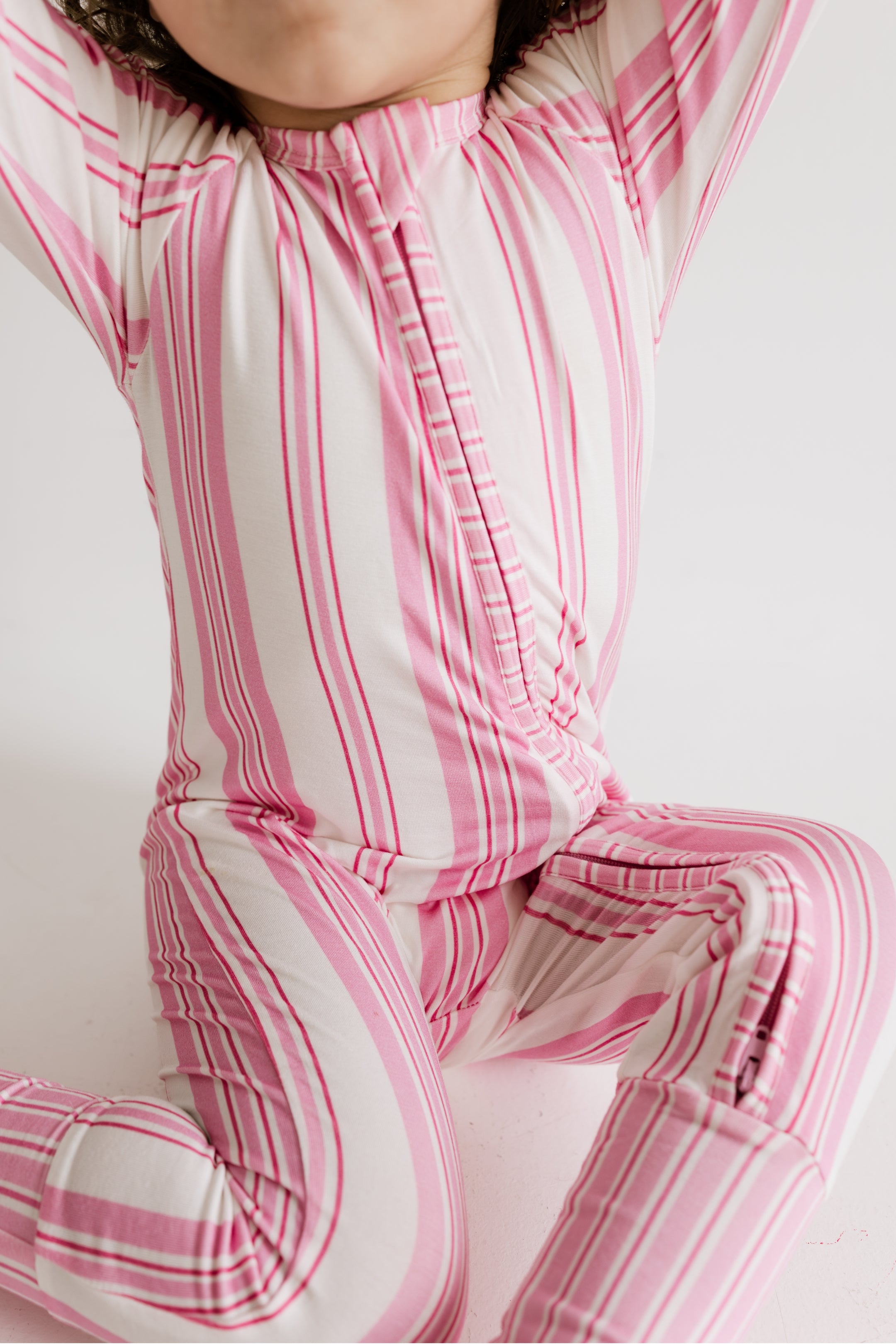 Peony Stripe Zipper Romper