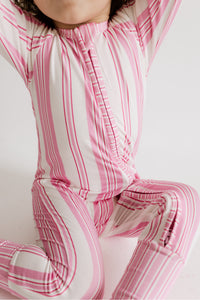 Peony Stripe Zipper Romper