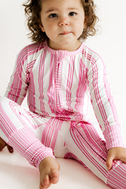 Peony Stripe Zipper Romper