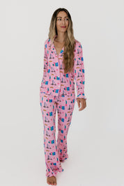 Pink Big Apple Dreams Women's Long Sleeve Ruffle Set