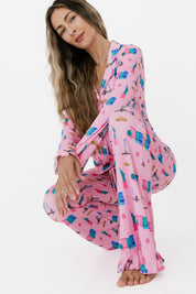 Pink Big Apple Dreams Women's Long Sleeve Ruffle Set