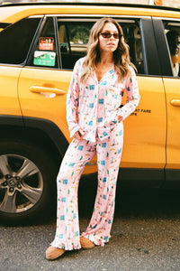 Pink Big Apple Dreams Women's Long Sleeve Ruffle Set