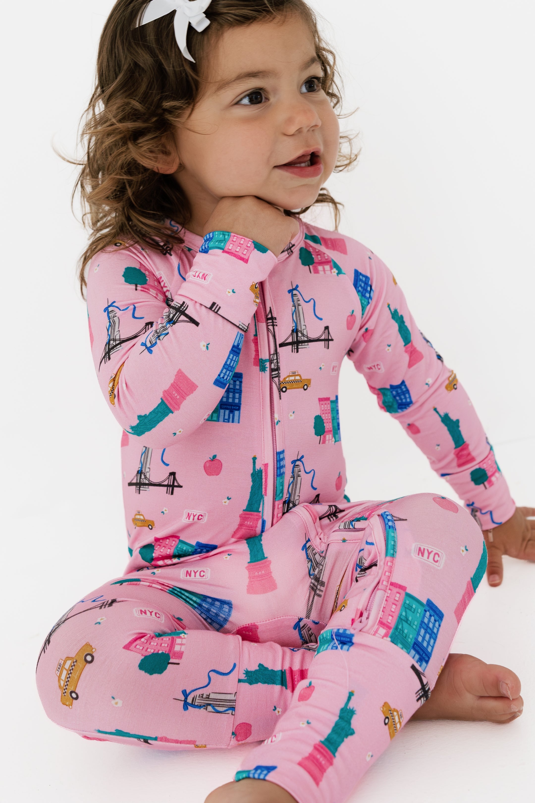 Pink Big Apple Dreams Zipper Romper
