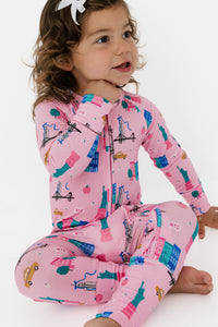 Pink Big Apple Dreams Zipper Romper
