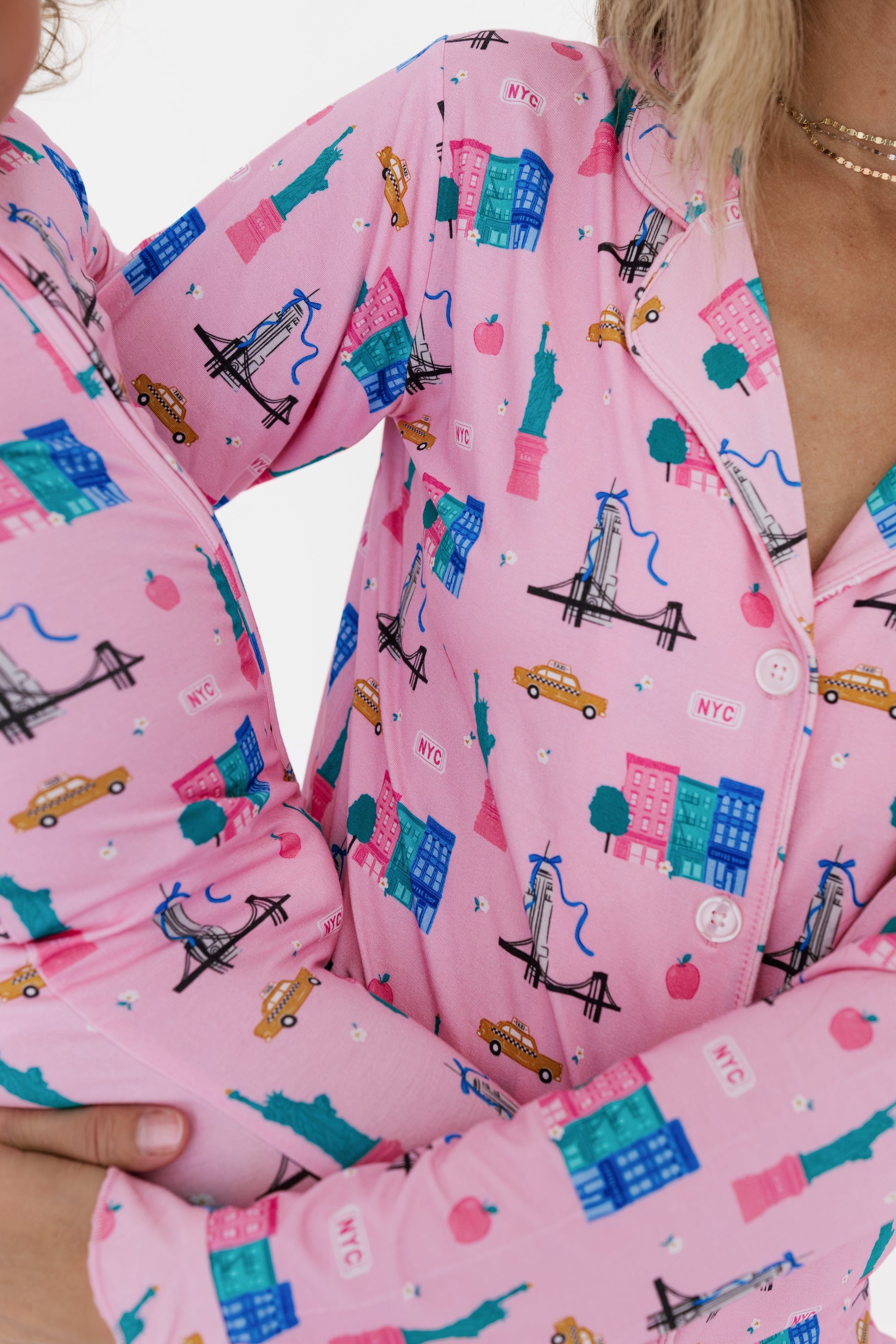 Pink Big Apple Dreams Zipper Romper
