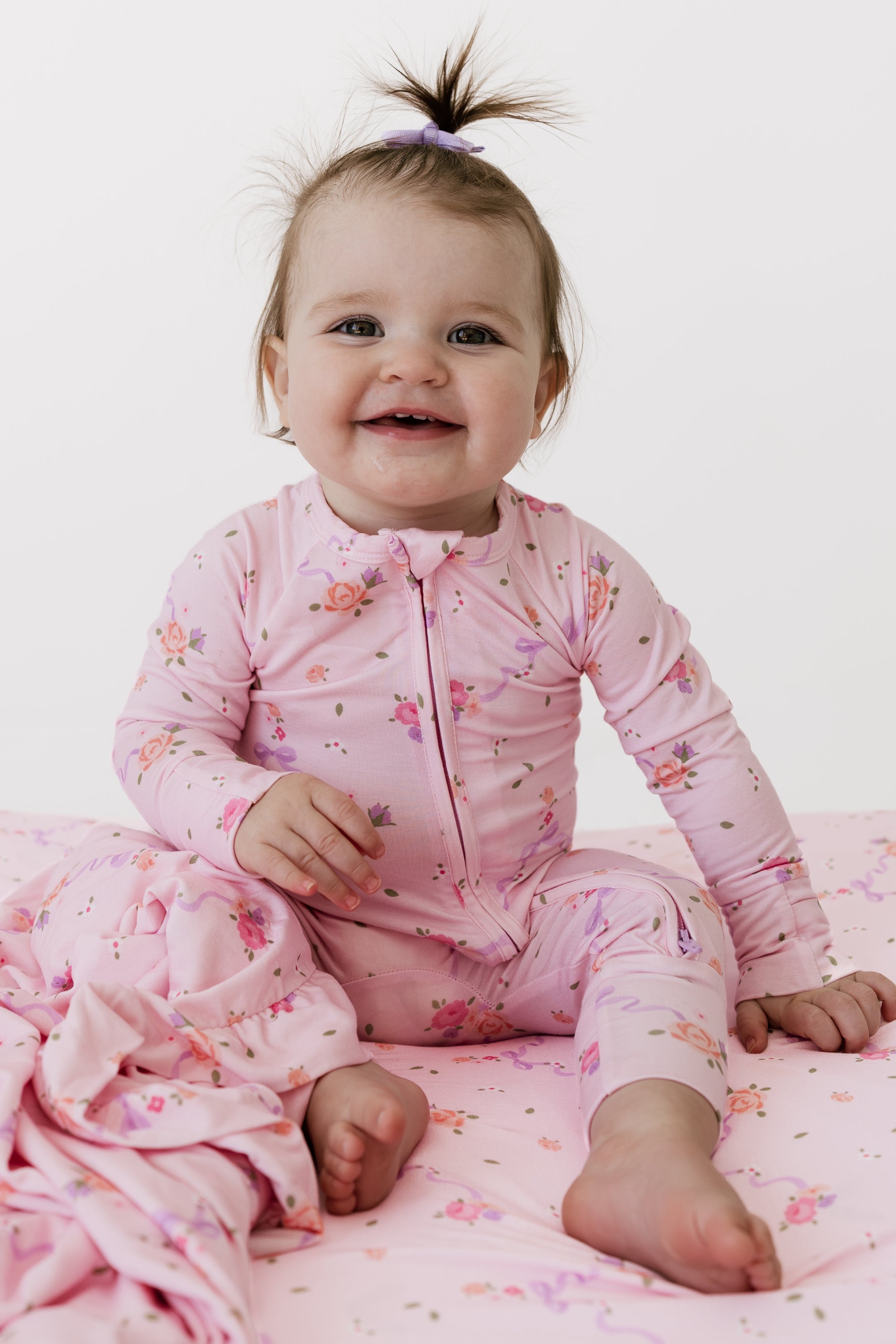 Pink Ella Zipper Romper | Bamboo Baby Pajamas | In My Jammers