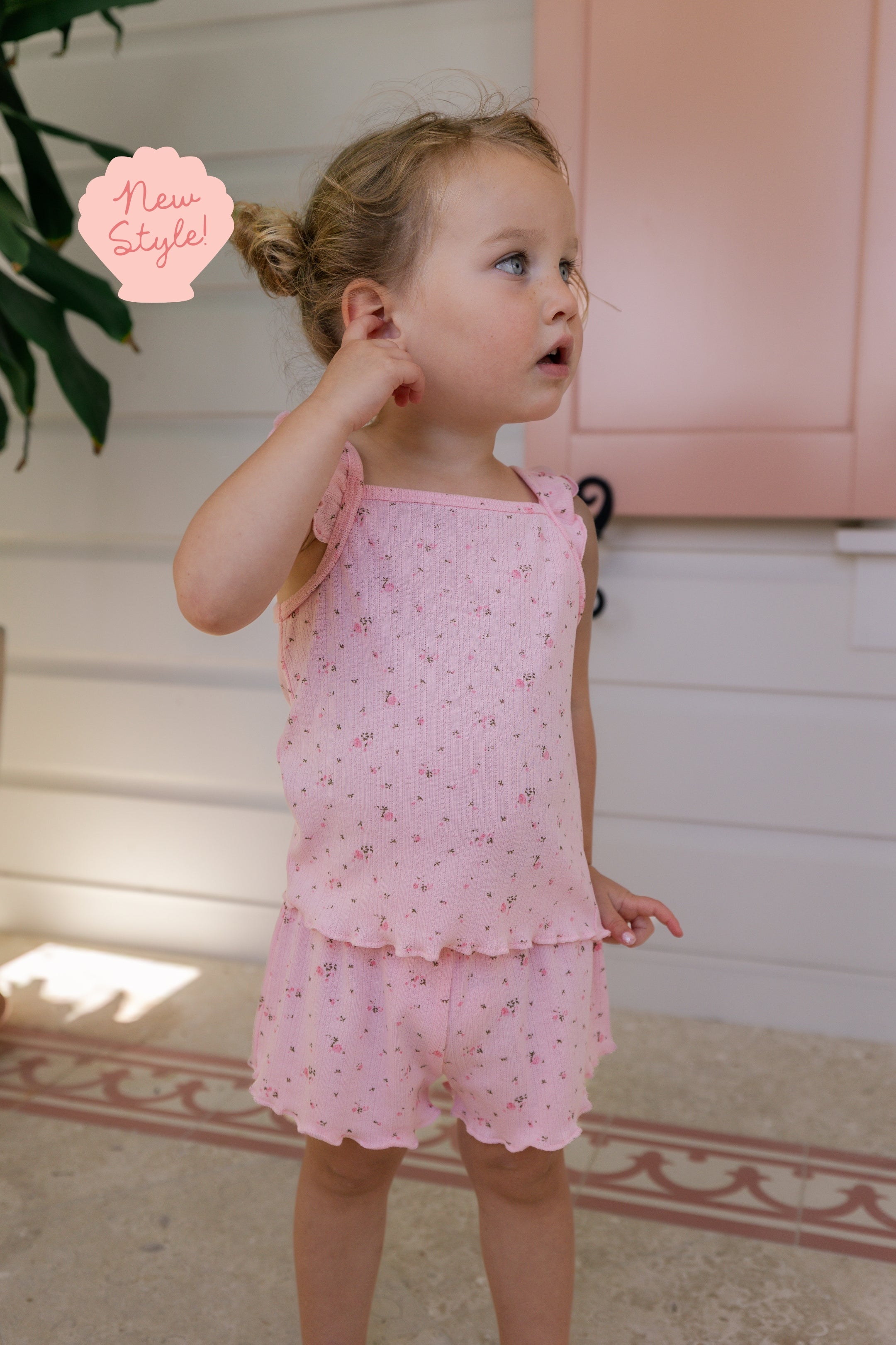 Pink Pointelle Tank Short Set