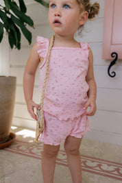 Pink Pointelle Tank Short Set