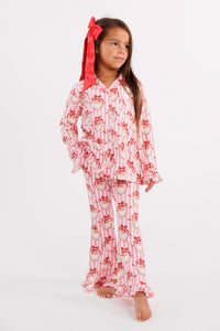Pink Santa Claus Lane Girls' Long Sleeve Ruffle Flare Set