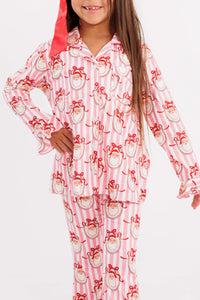 Pink Santa Claus Lane Girls' Long Sleeve Ruffle Flare Set