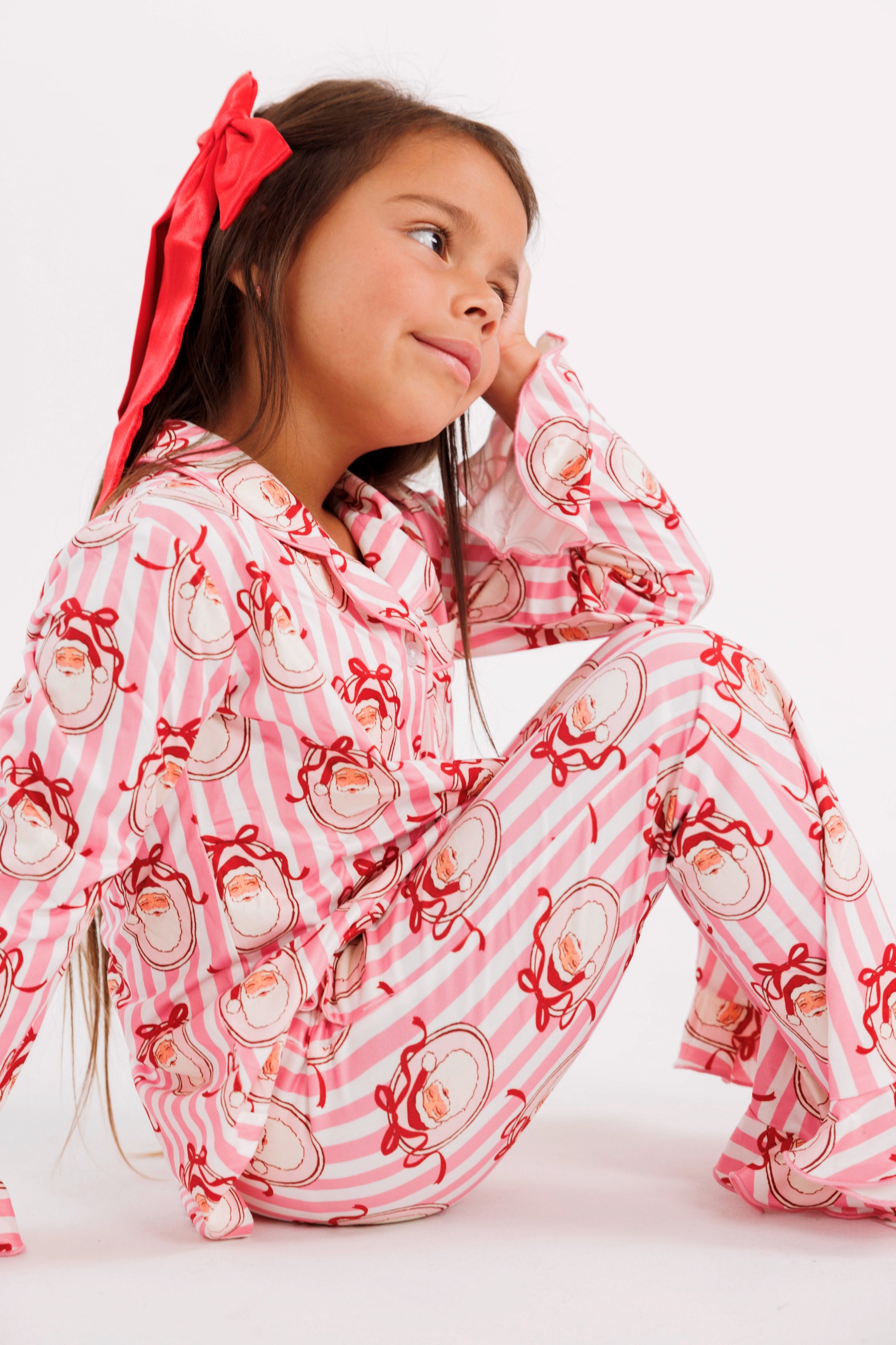 Pink Santa Claus Lane Girls' Long Sleeve Ruffle Flare Set
