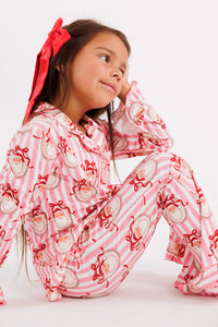 Pink Santa Claus Lane Girls' Long Sleeve Ruffle Flare Set