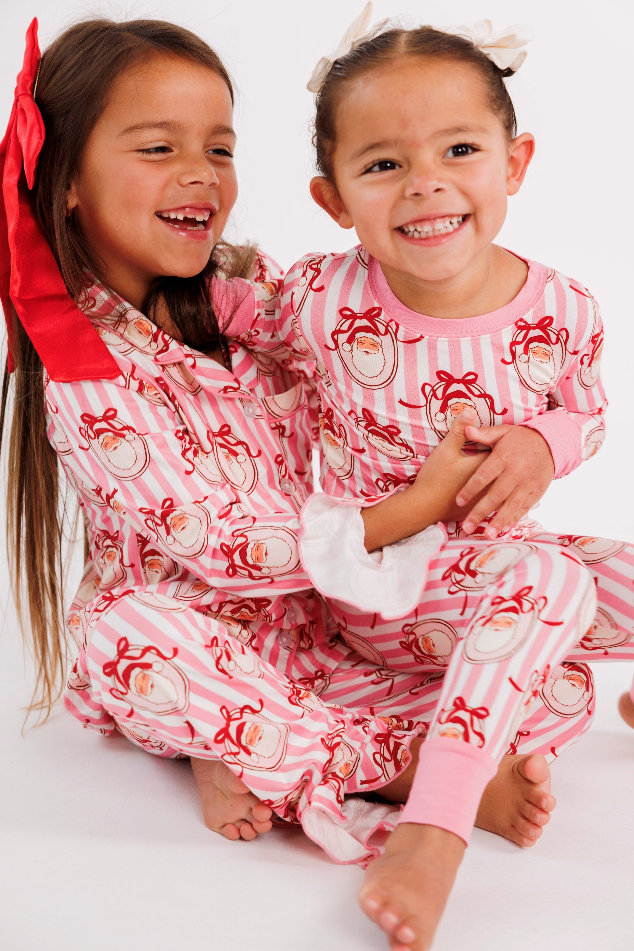 Pink Santa Claus Lane Girls' Long Sleeve Ruffle Flare Set