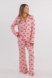 Pink Santa Claus Lane Women's Long Sleeve Ruffle Set