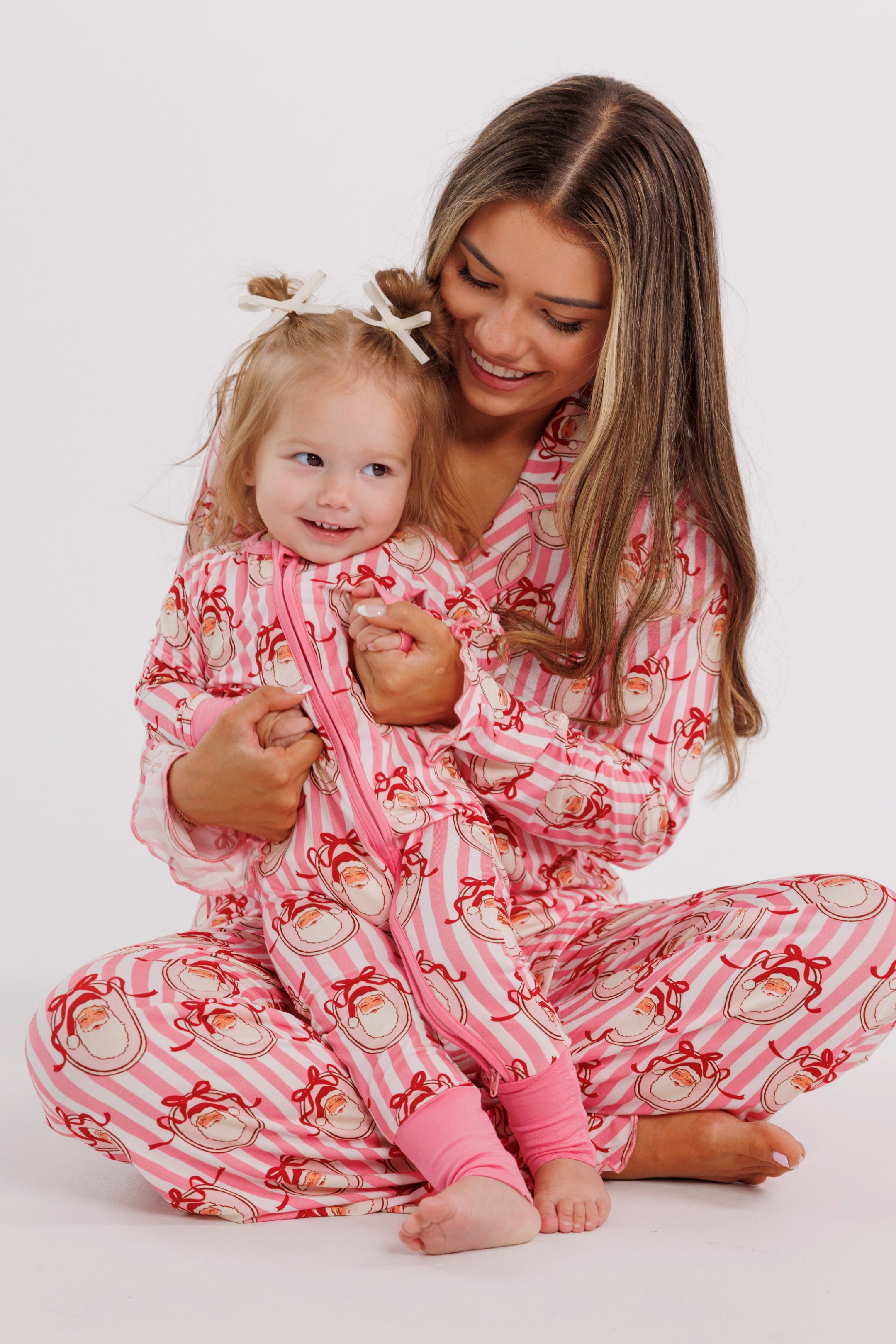 Pink Santa Claus Lane Women's Long Sleeve Ruffle Set
