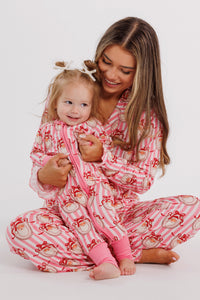 Pink Santa Claus Lane Women's Long Sleeve Ruffle Set