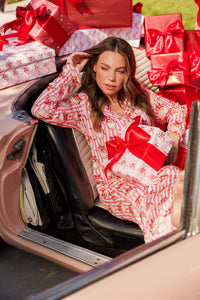 Pink Santa Claus Lane Women's Long Sleeve Ruffle Set