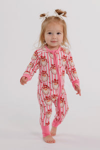 Pink Santa Claus Lane Zipper Romper