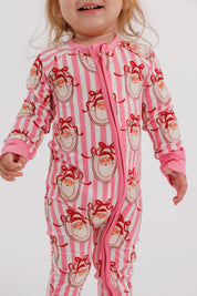 Pink Santa Claus Lane Zipper Romper
