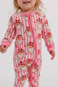 Pink Santa Claus Lane Zipper Romper
