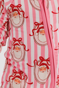 Pink Santa Claus Lane Zipper Romper