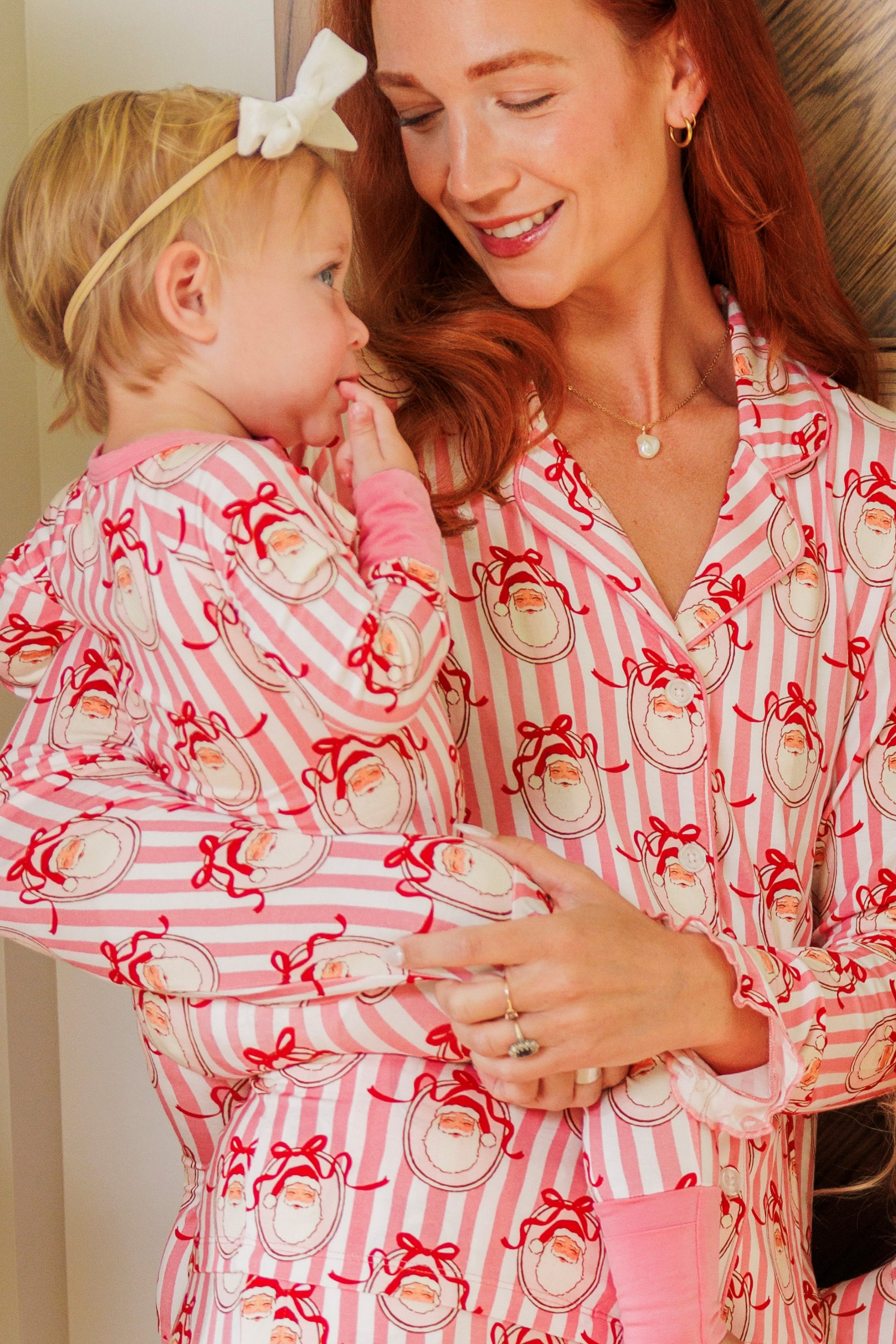 Pink Santa Claus Lane Zipper Romper