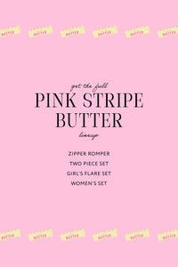 Pink Stripe Butter Girls' Long Sleeve Ruffle Flare Set