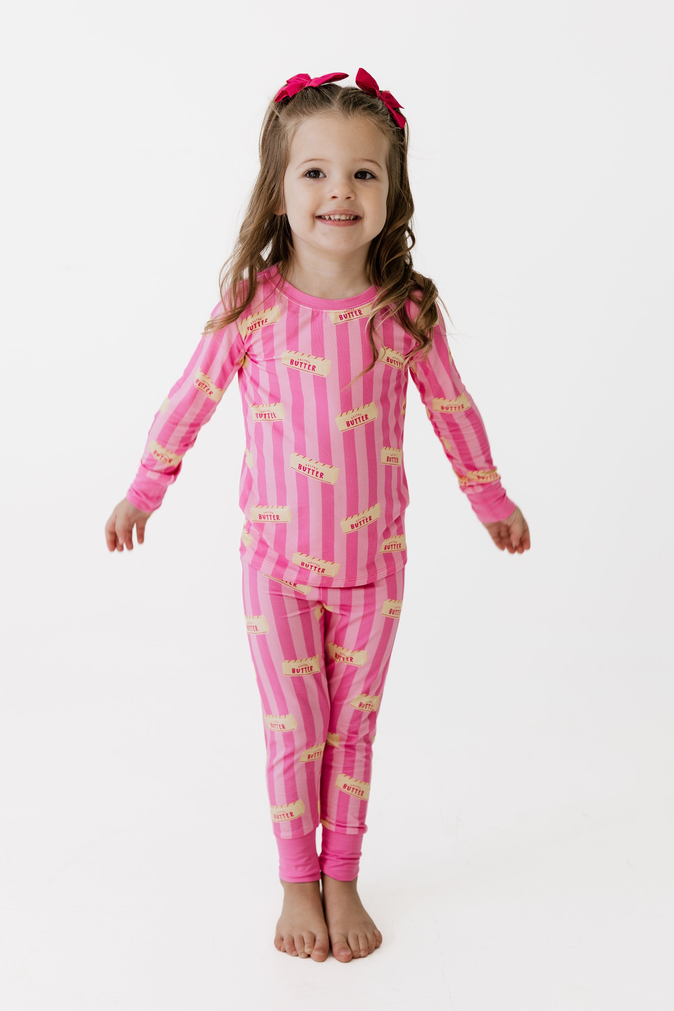 Pink Stripe Butter Two Piece Set