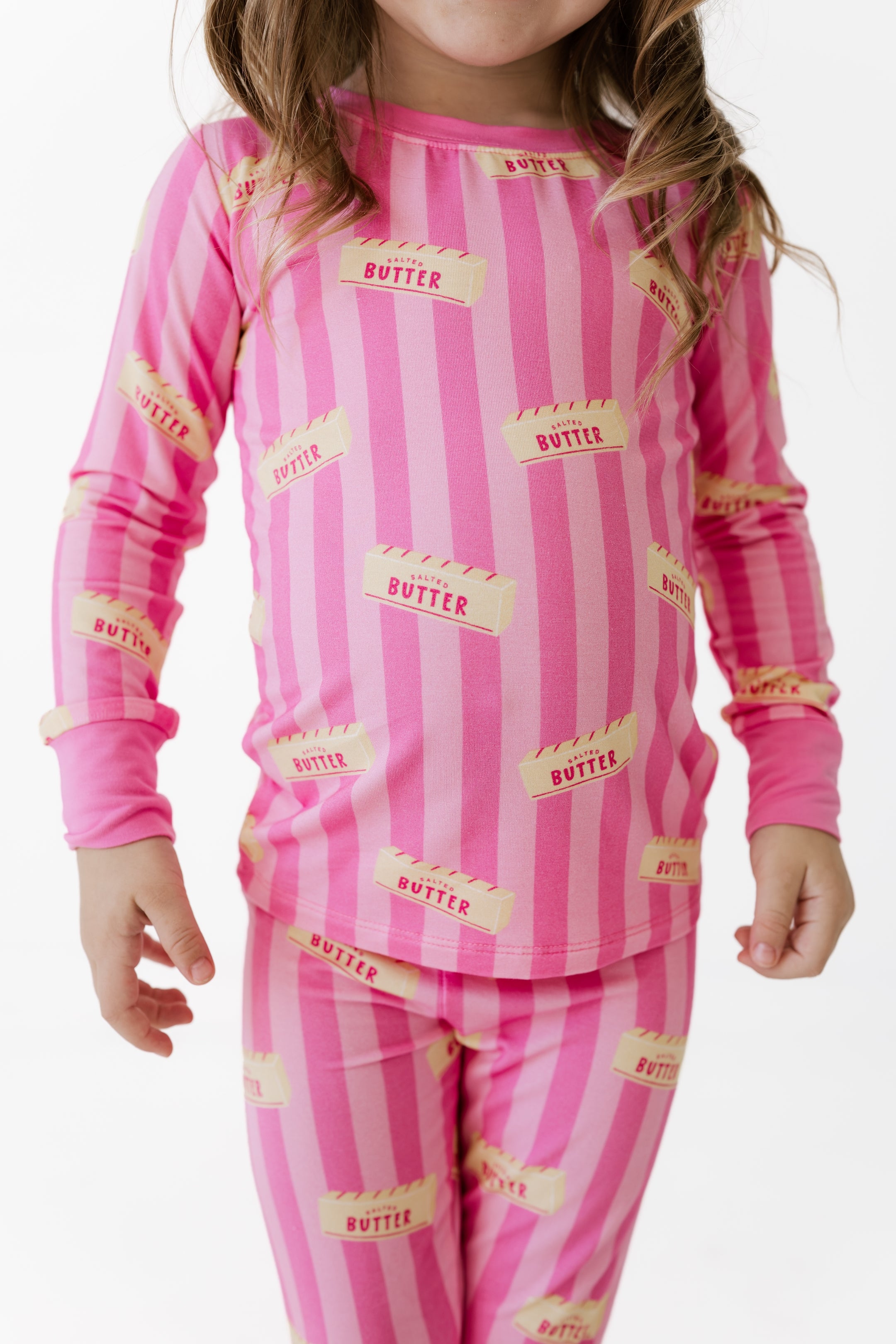 Pink Stripe Butter Two Piece Set