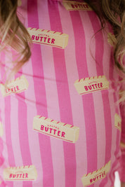 Pink Stripe Butter Two Piece Set