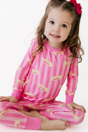 Pink Stripe Butter Two Piece Set