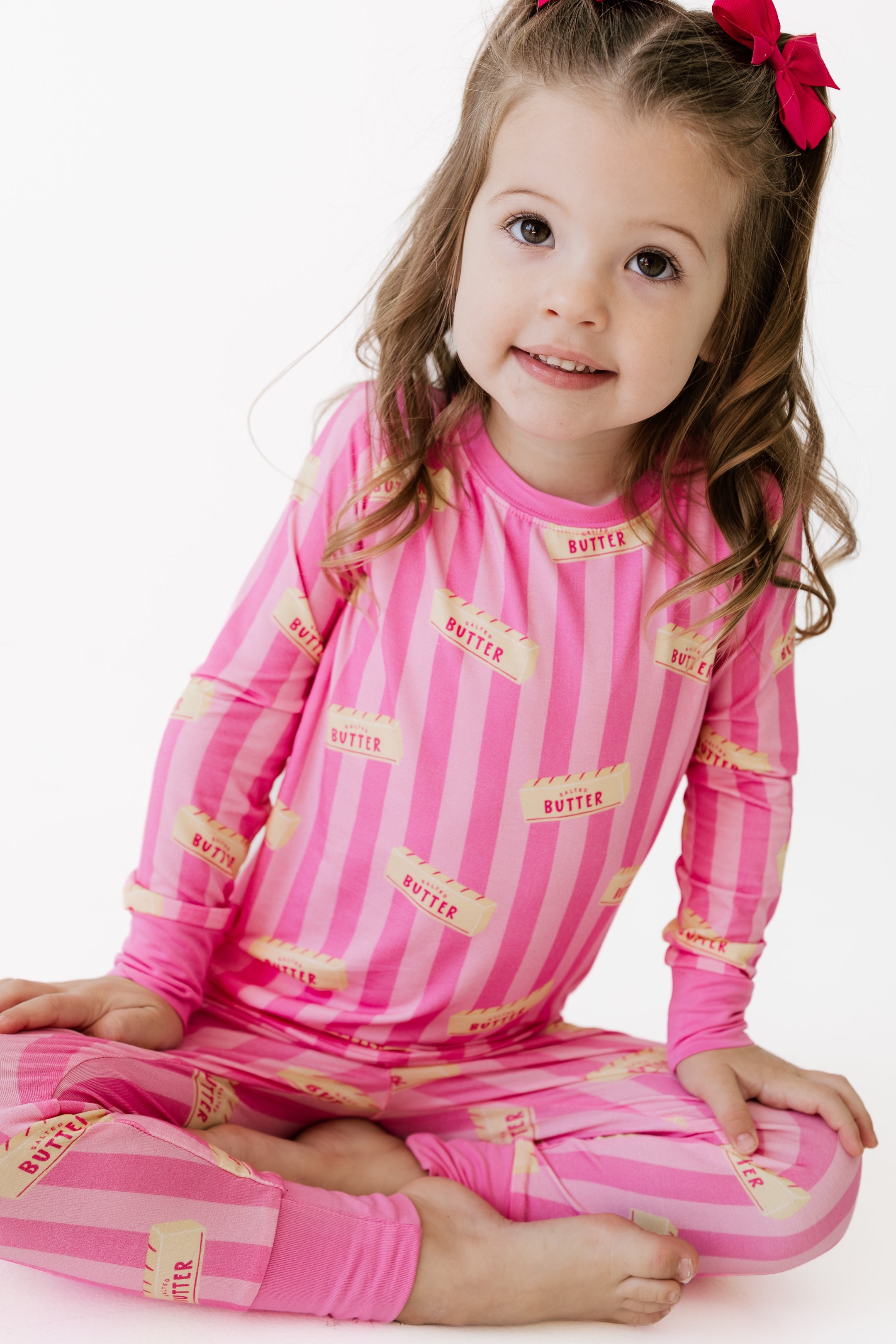 Pink Stripe Butter Two Piece Set