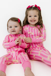 Pink Stripe Butter Two Piece Set