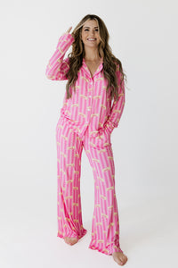 Pink Stripe Butter Women's Long Sleeve Set