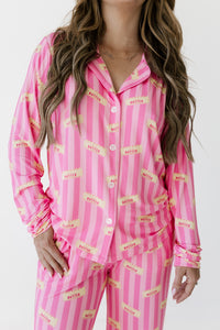 Pink Stripe Butter Women's Long Sleeve Set